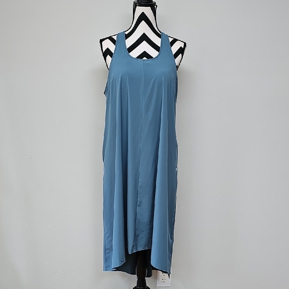 Halara Breezeful Dress Stone Blue Pockets High Low Size Large 12/14 New W Tag - Picture 1 of 10